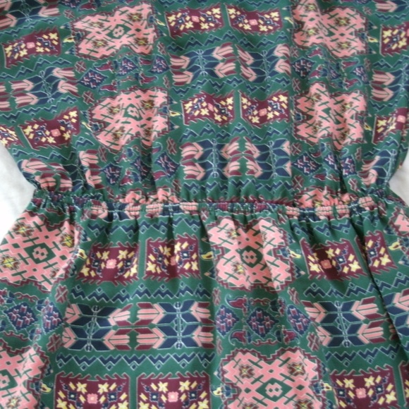 Forever 21 Dress Tribal Aztec Green Flutter Sleeves Elastic Waist Small - Picture 4 of 8